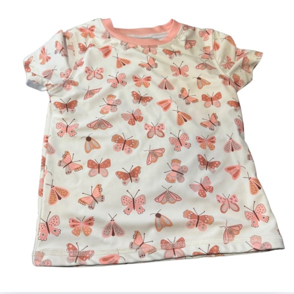 322. Butterfly Pink & Cream Swim Top size 3/4 - Picture 1 of 3